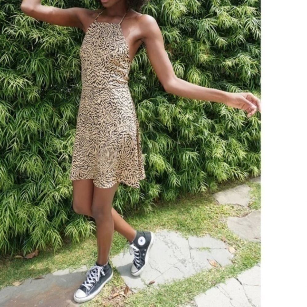 HVN Mini Reece Halter Dress Tiger Print silk, Size 6